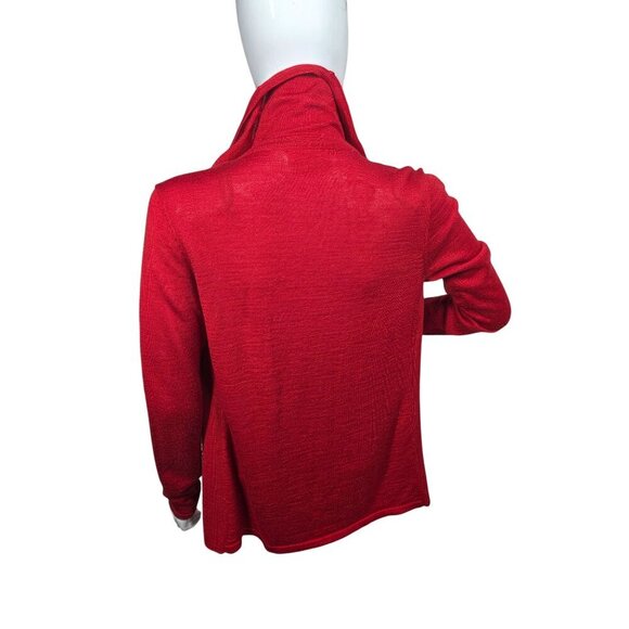 Calvin Klein Red Wool Knit Cardigan Wrap Sweater Women Sz S Decorative Gold Btns - Picture 10 of 13